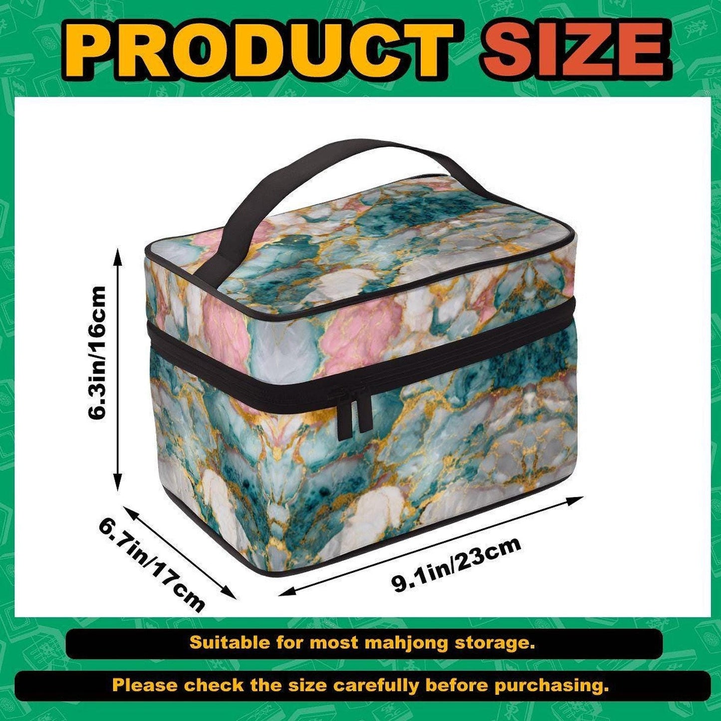 Marble Portable Mahjong Bag, Durable Travel Tote for Game Sets