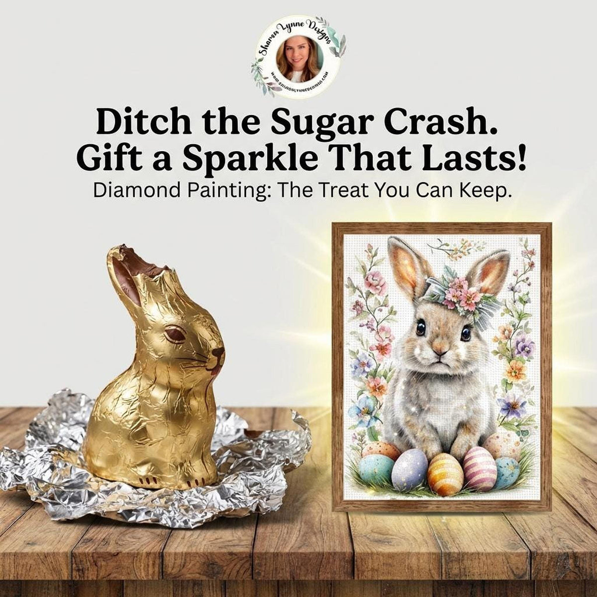Bunny DIY Diamond Painting Kit No Frame - Rabbit Art Craft Project Gems Canvas