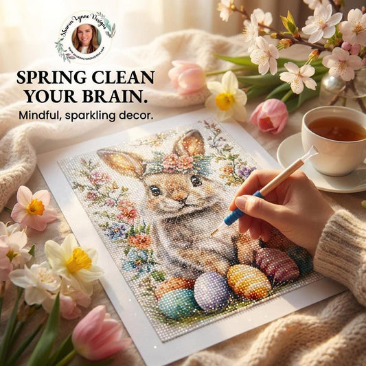 Bunny DIY Diamond Painting Kit No Frame - Rabbit Art Craft Project Gems Canvas