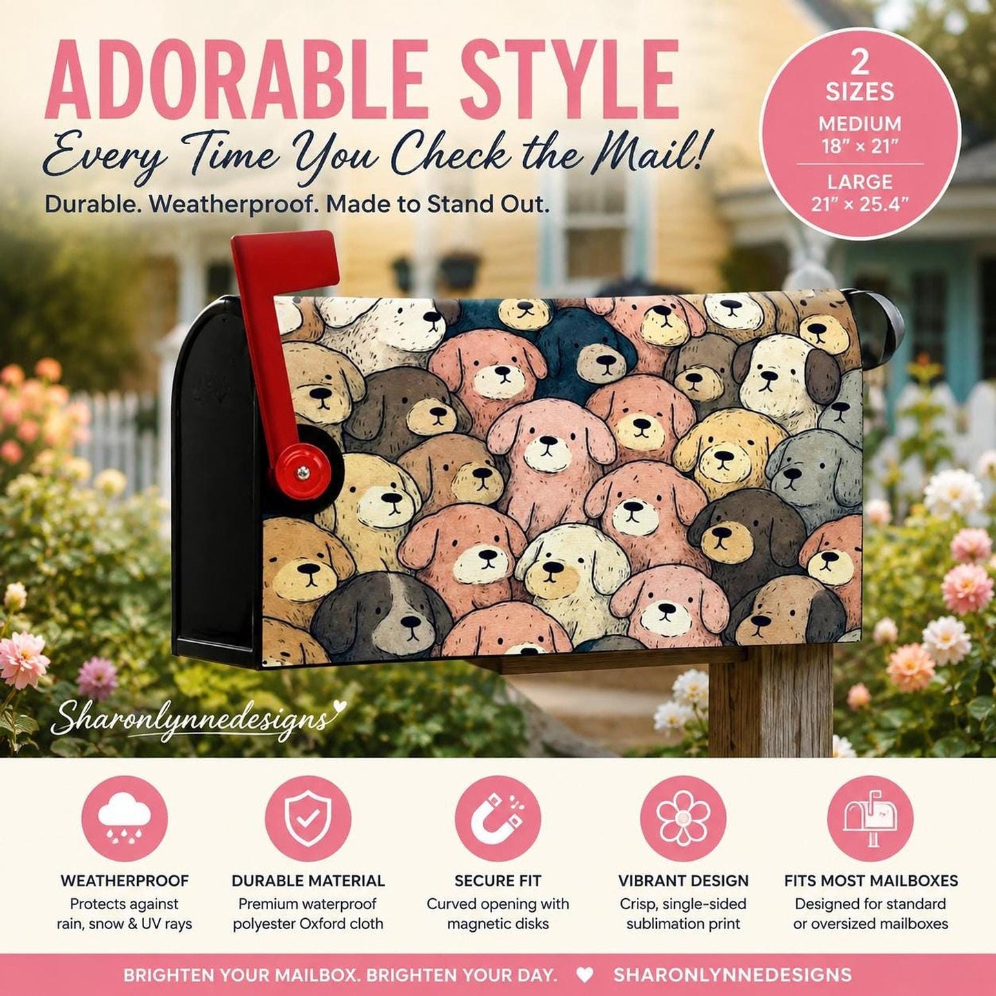Waterproof Dog Mailbox Cover, Durable Oxford Cloth Decor in Two Sizes