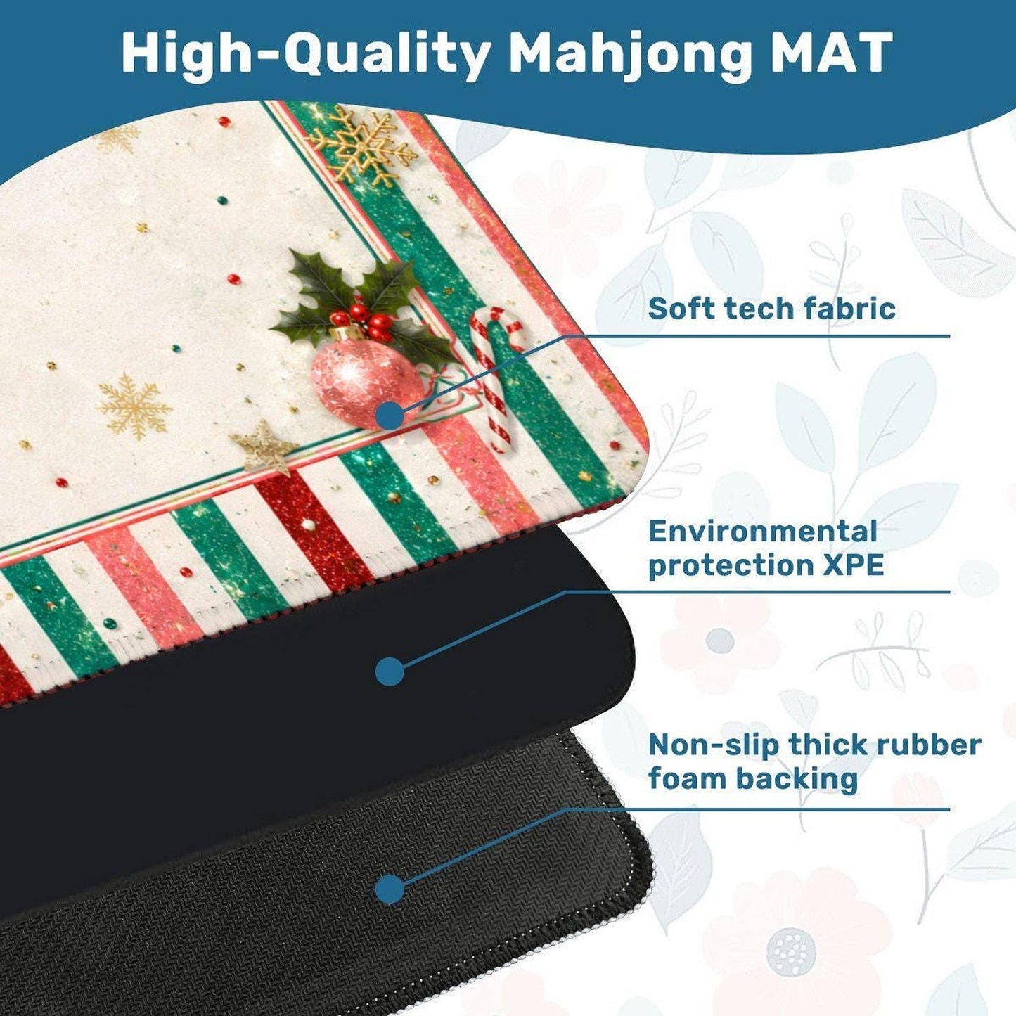 Classic Christmas Mahjong Mat | Festive Non-Slip Game Surface (31.5")