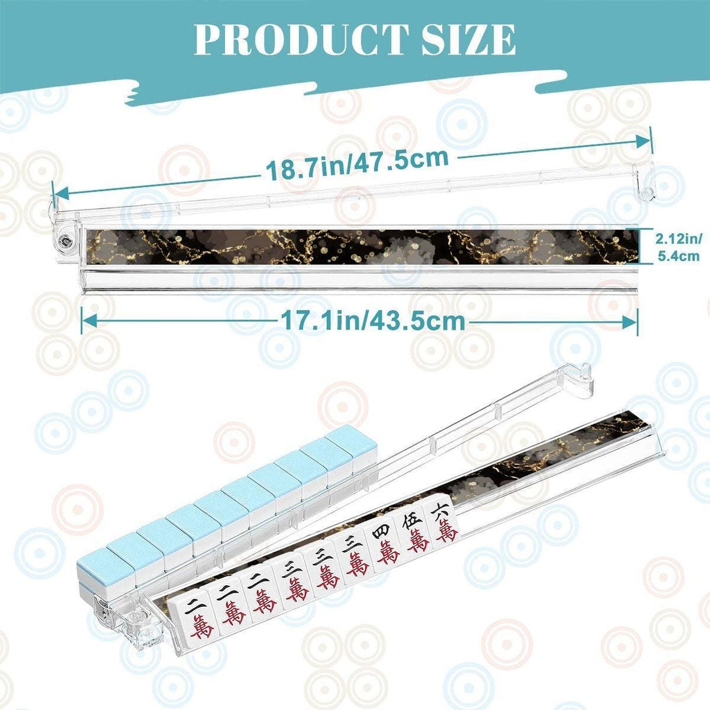 Black Gold Marble Mahjong Tile Pusher Racks, 4-Piece Acrylic Set for Smooth Gameplay