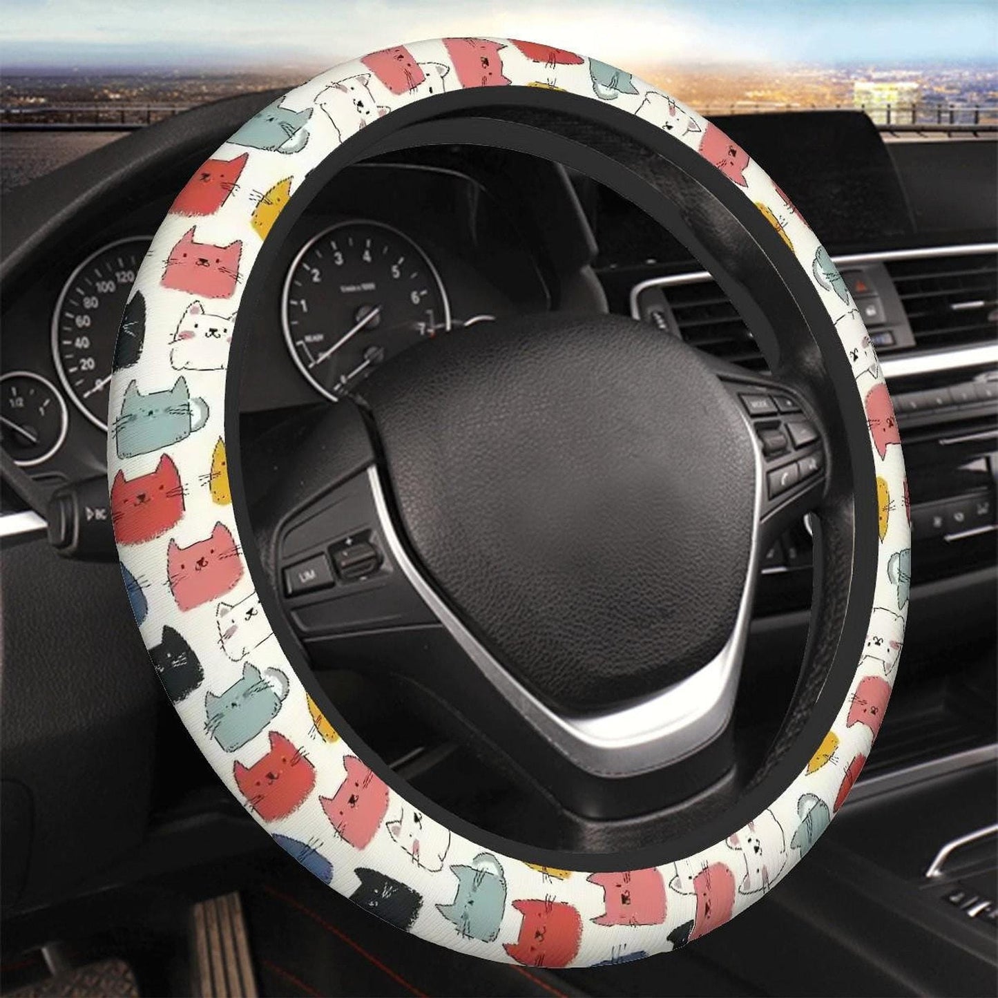 Cat Steering Wheel Cover, Cat Pattern with Comfortable Grip & Durable Protection