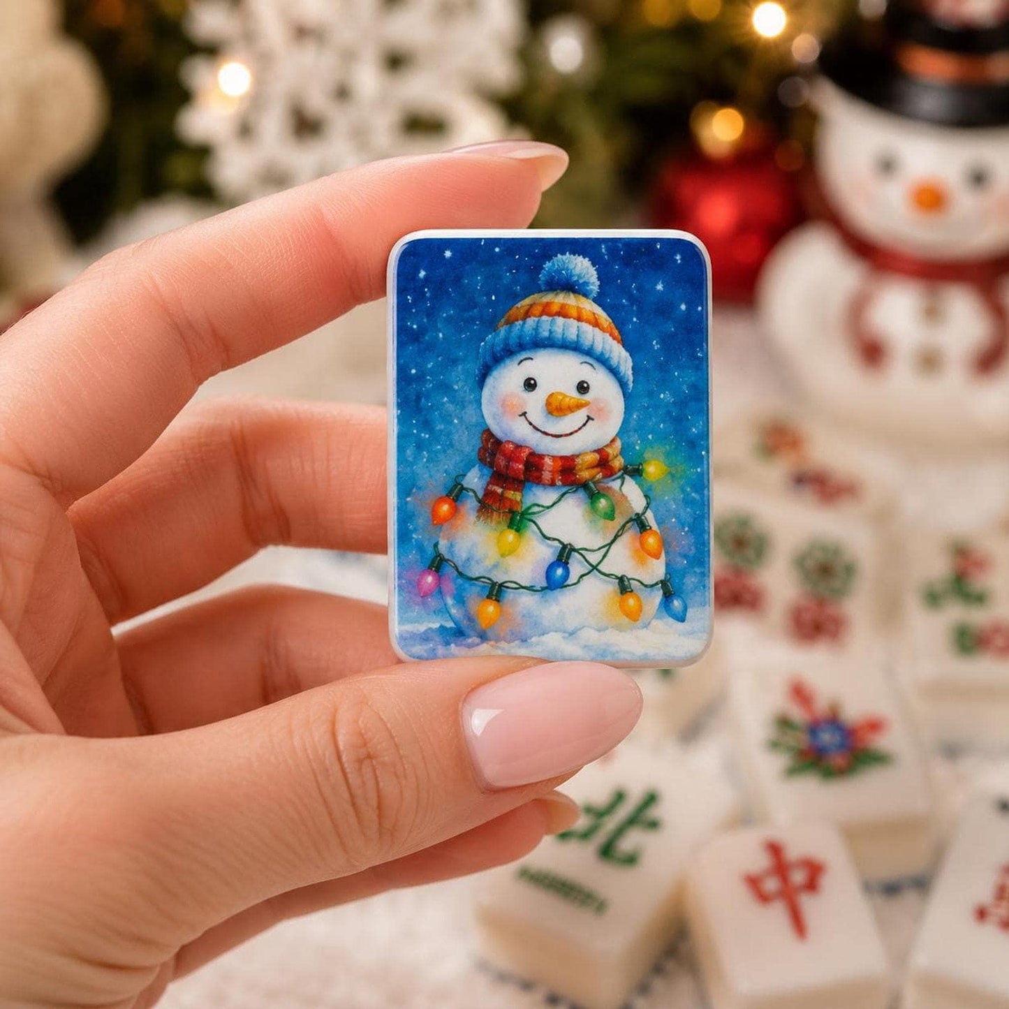 Snowman Christmas Mahjong Tiles Set | American Game with 160 Pieces