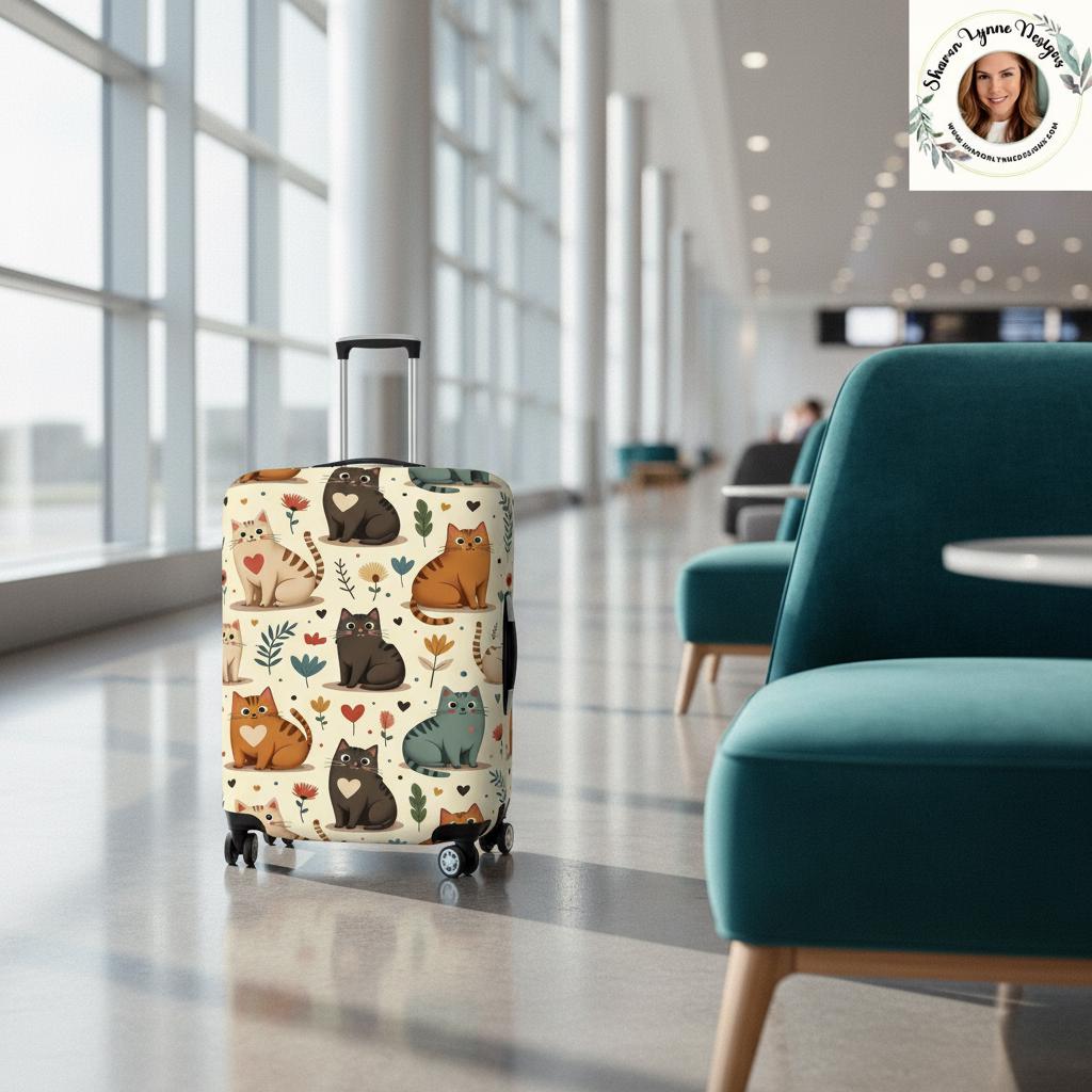 Cat Luggage Cover, Thickened Protective Suitcase with Playful Cat Design