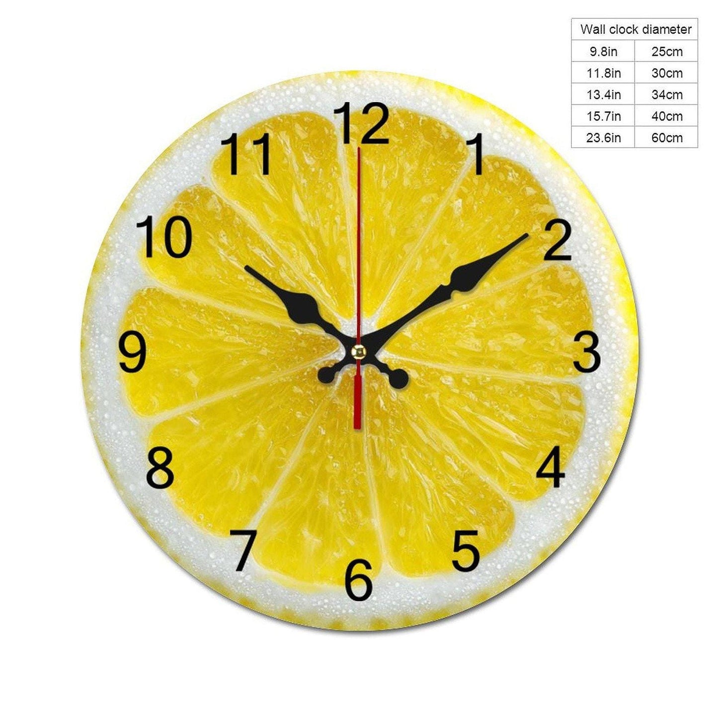 Lemon Slice Wooden Wall Clock, Vibrant Citrus Design with Silent Movement