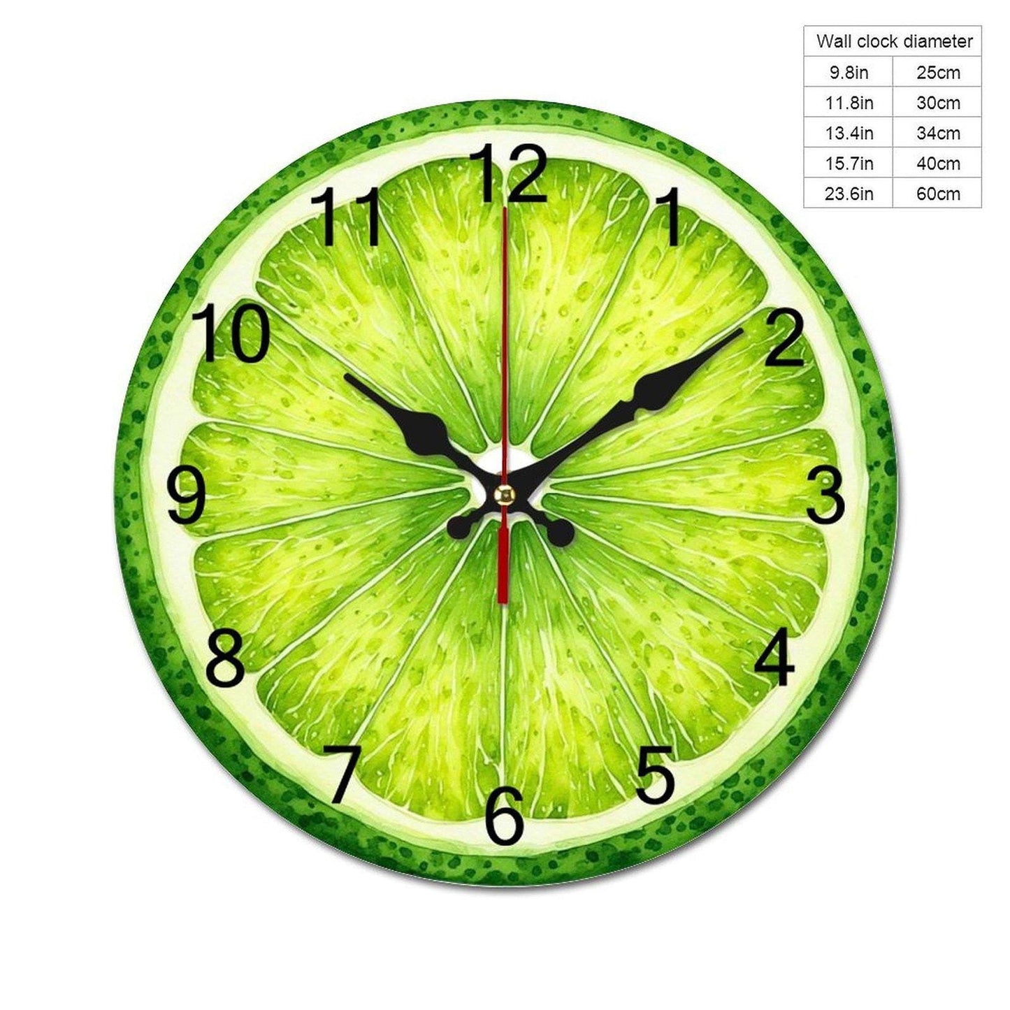 Lime Green Clock, Modern Wooden Wall with Silent Movement
