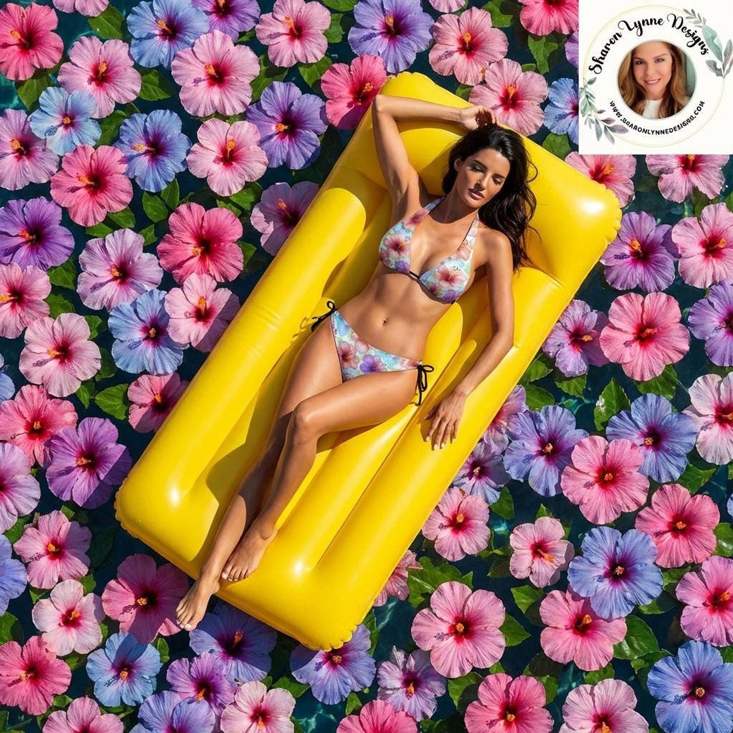 Floral Bikini Set, Stylish Halter Two-Piece Swimwear in Soft Polyester Blend