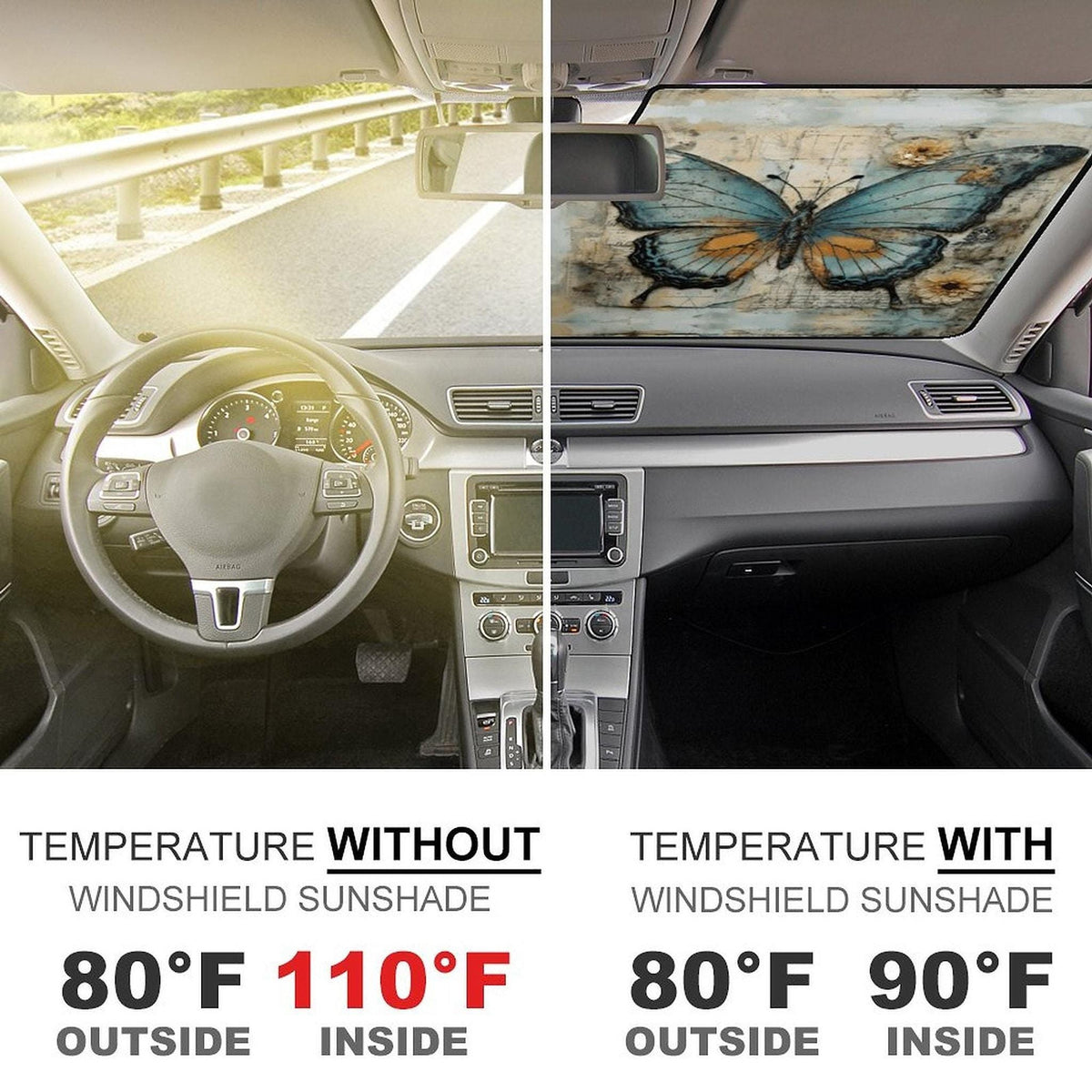 Butterfly Windshield Sunshade: Car Accessory for UV Protection and Decorative Vehicle Gift
