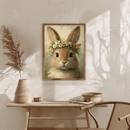 Vintage Bunny Diamond Painting Kit, DIY Canvas Craft Project with Acrylic