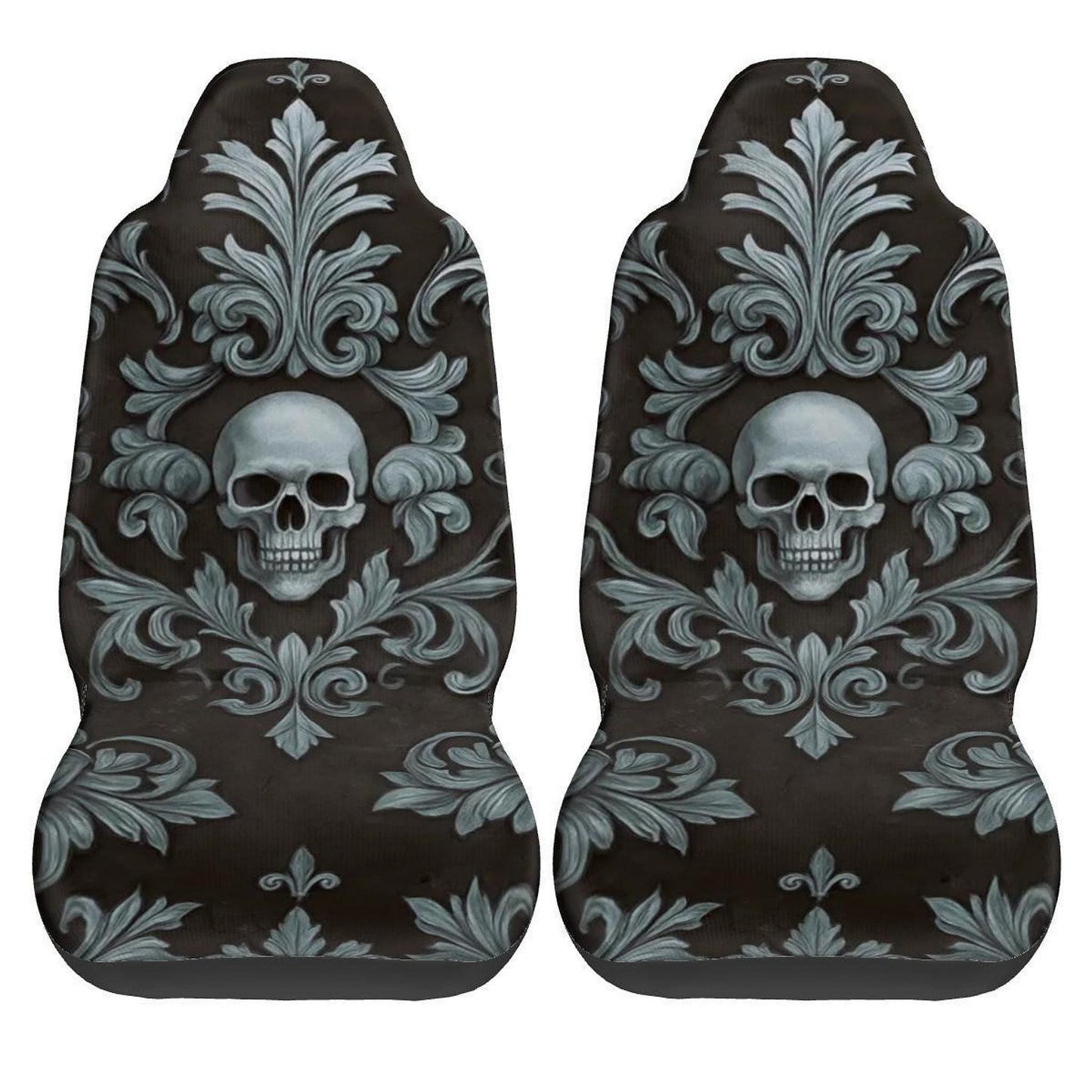 Skull Seat Covers, Durable Polyester Front Car with Gothic Design