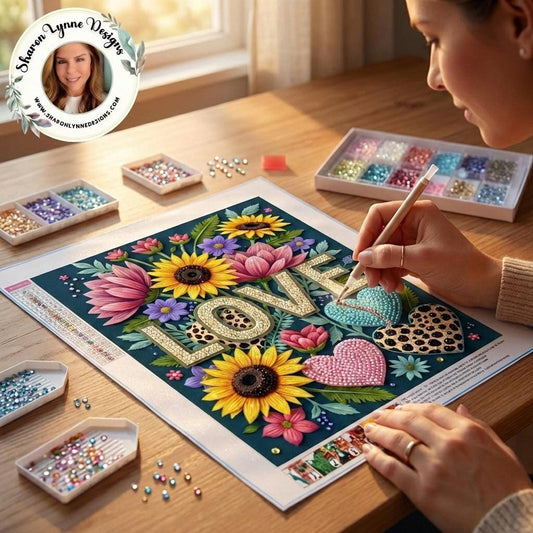 Love DIY Diamond Painting Kit No Frame - Romantic Heart Art Craft Project Sparkle Canvas