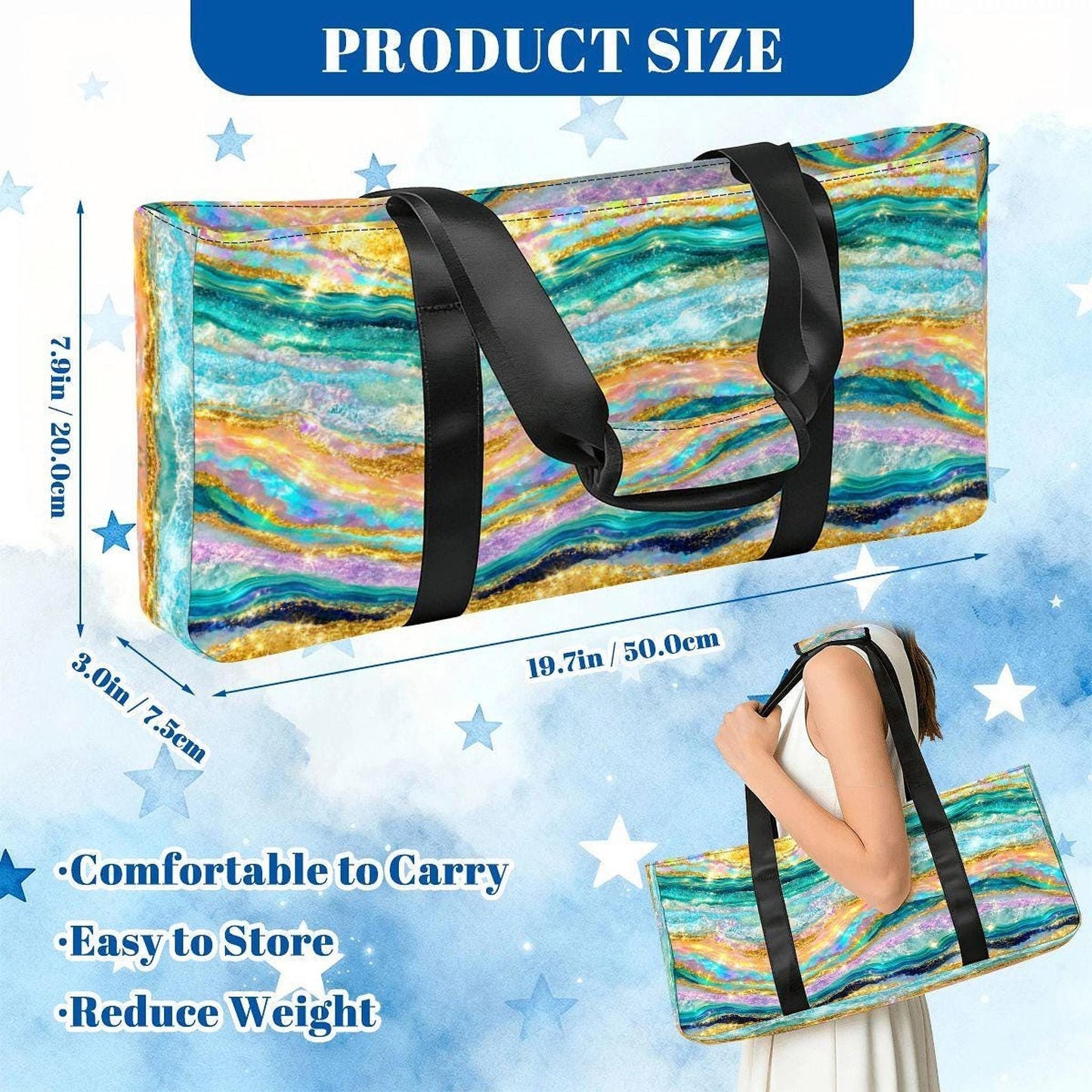 Turquoise Tide Mahjong Bag Set, 3-Piece Canvas Storage Bags for Accessories