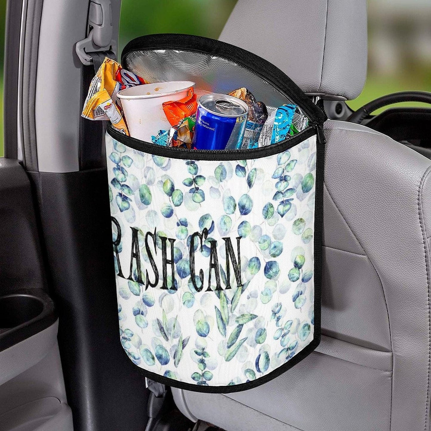 Floral Car Trash Can, Compact Hanging Bin for Travel and Vehicle Organization