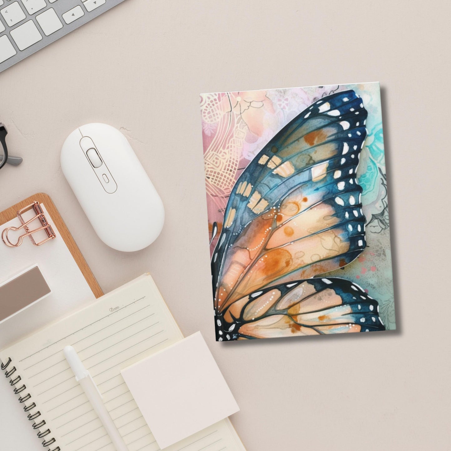 Butterfly Wing Journal, Customizable Blue Notebook with Inspirational Design