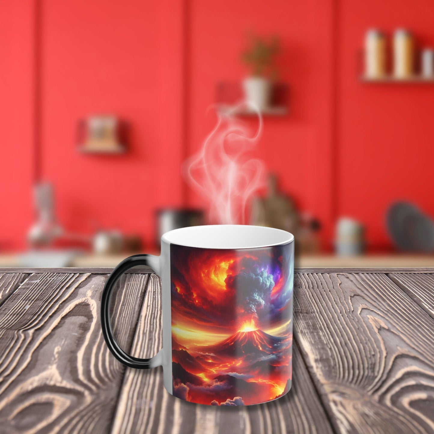 Erupting Volcano Color-Changing Mug, 11 oz Ceramic Coffee Cup for Hot Beverages