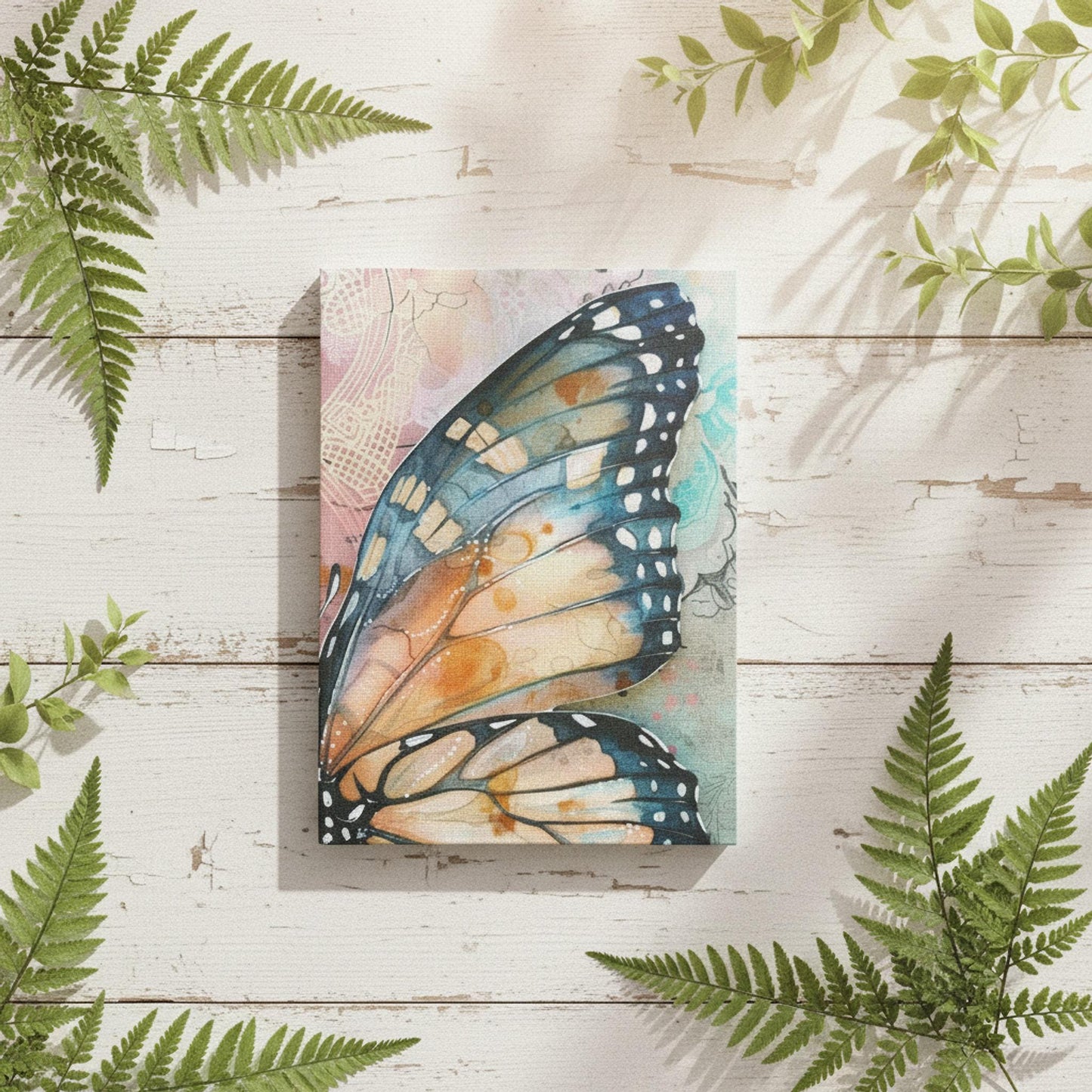 Butterfly Wing Journal, Customizable Blue Notebook with Inspirational Design