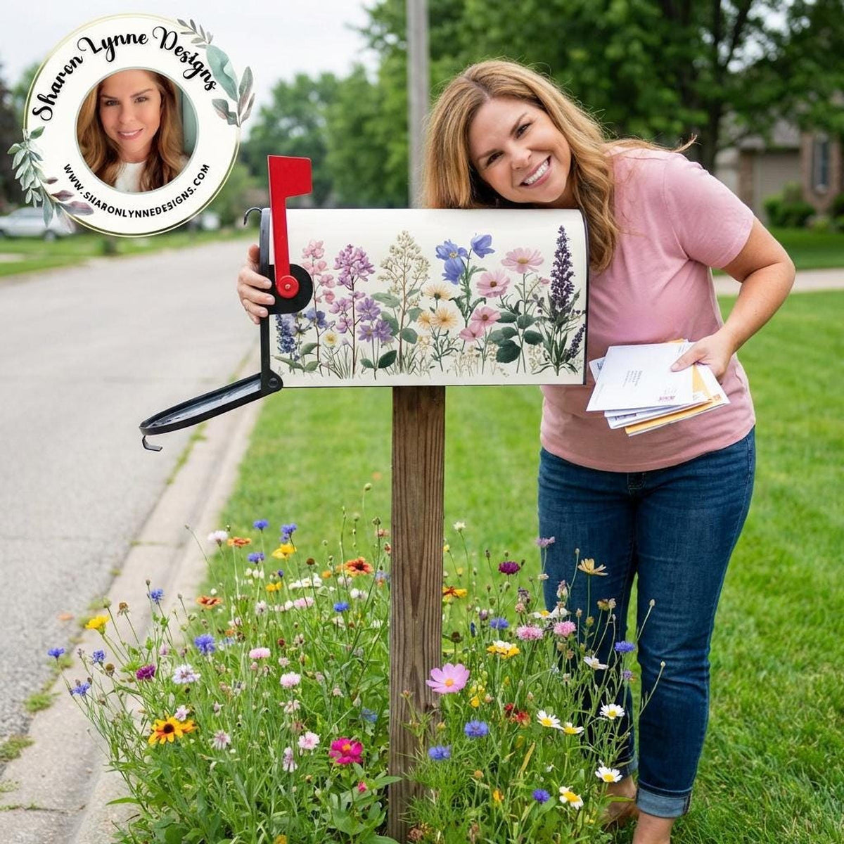 Floral Magnetic Mailbox Covers - Decorative Garden Post Mail Box Wrap Weather Resistant Outdoor Decor