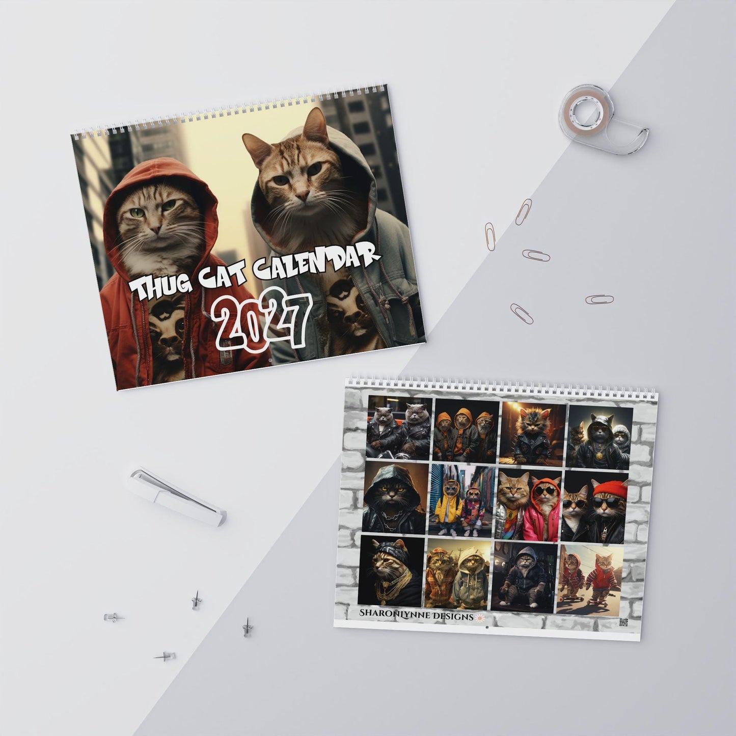 Funny Thug Cat 2027 Wall Calendar: Playful Monthly Planner
