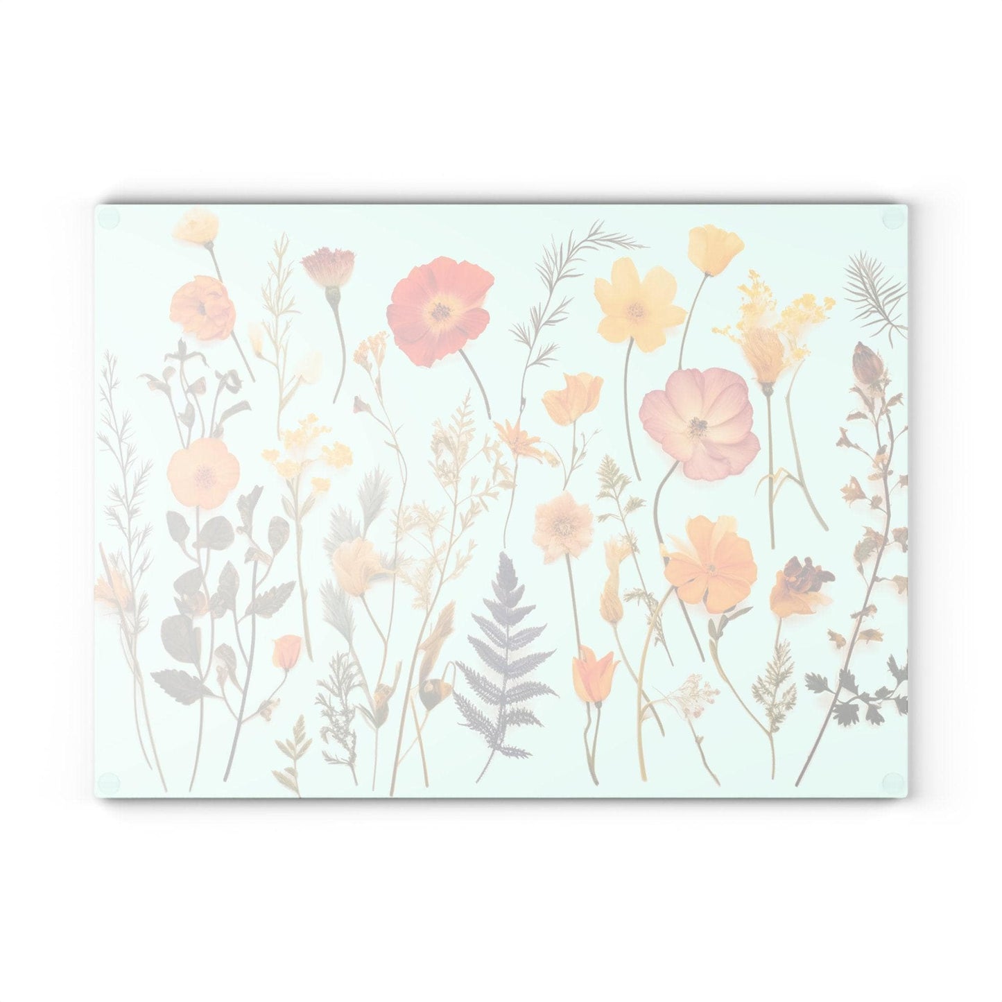 Decorative Chopping Wildflower Tempered Glass Cutting Board, Two Sizes, Textured Surface
