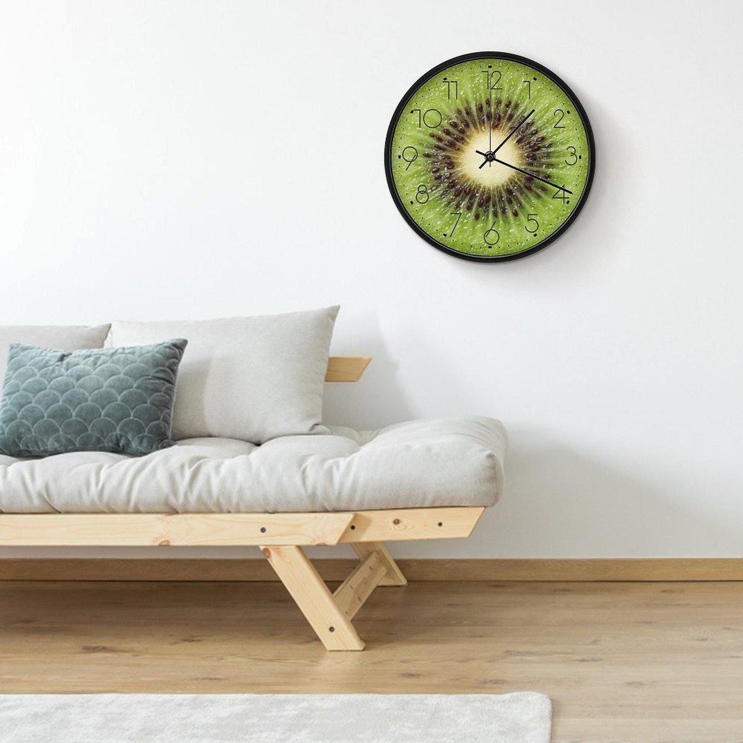 Restaurant Timepiece, Round Kiwi Slice Wall Clock with Silent Sweeping Seconds Movement