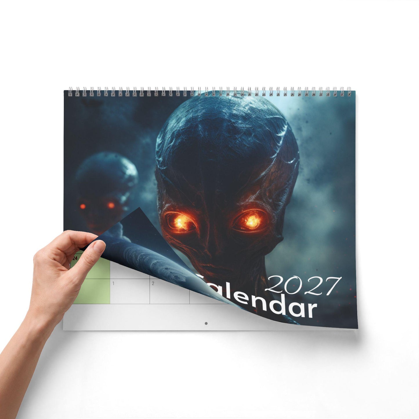 Alien 2027 Wall Calendar - Sci-Fi Space Theme Monthly Planner, Extraterrestrial Home Decor