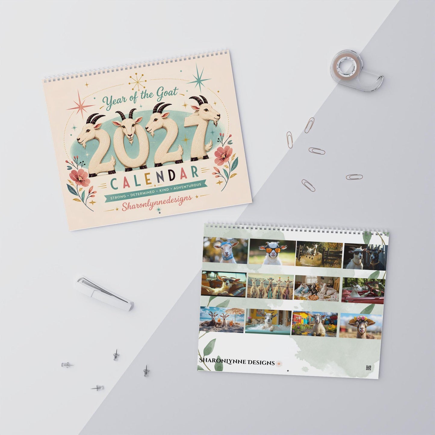 Goat Calendar 2027 | Whimsical Photos with Writable Grid