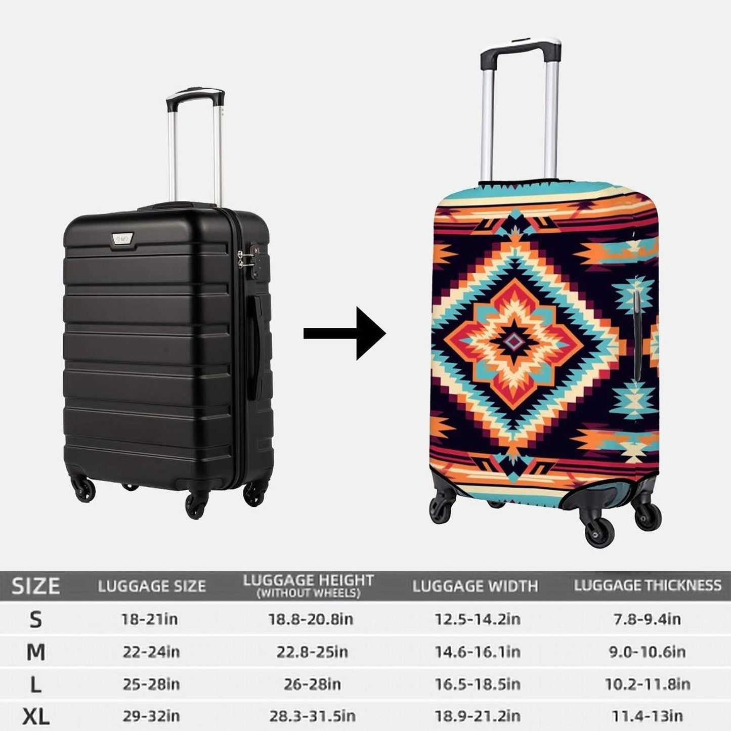 Native Luggage Cover, Stretchable Polyester Suitcase Protection in Four Sizes