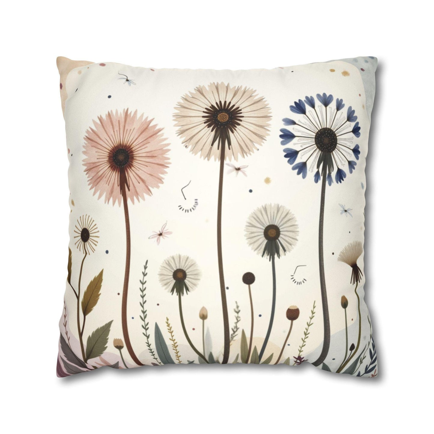 Reading Nook Pillow, Dandelion Field 100% Faux Suede Polyester Cover, Double-Sided Print