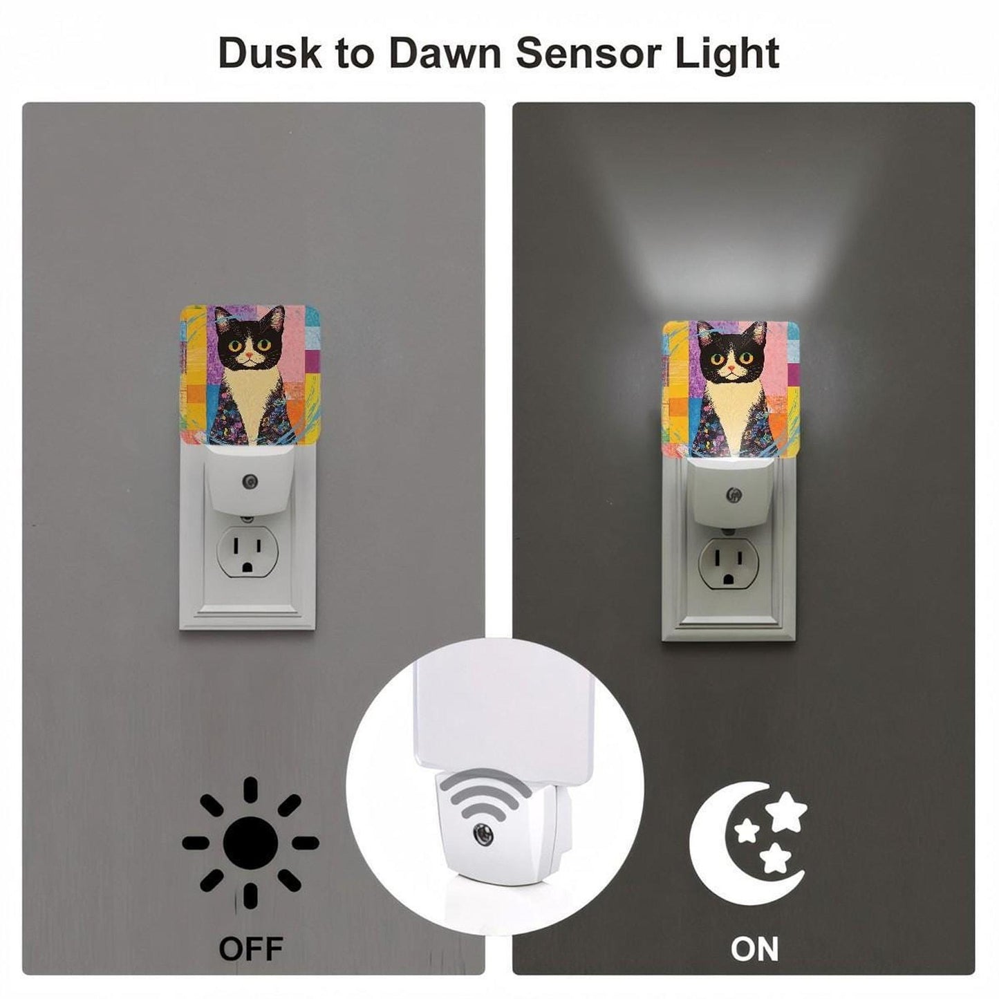 Decorative Nighttime Cat Night Light, Eco-Friendly ABS, 0.5W LED Sensor
