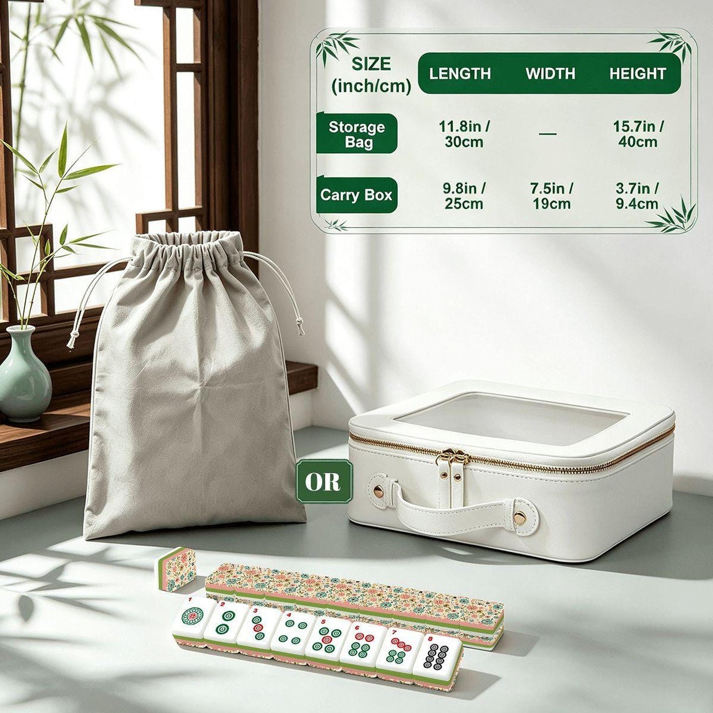 Mahjong Lover Gift, Retro Floral Acrylic Tile Set, 166 Pieces