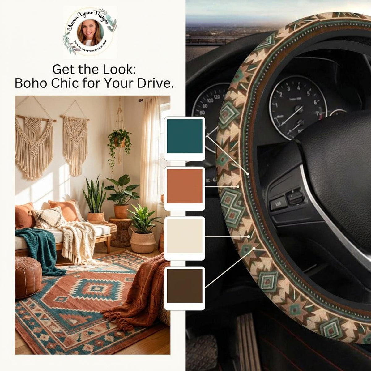 Southwestern Steering Cover - Thick Neoprene Car Accessory for Comfort