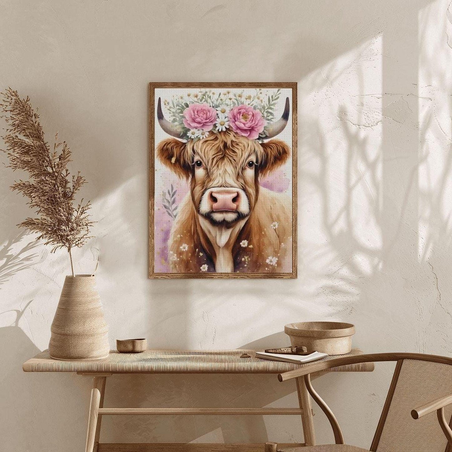 DIY Diamond Painting Kit, Highland Cow Design with Acrylic