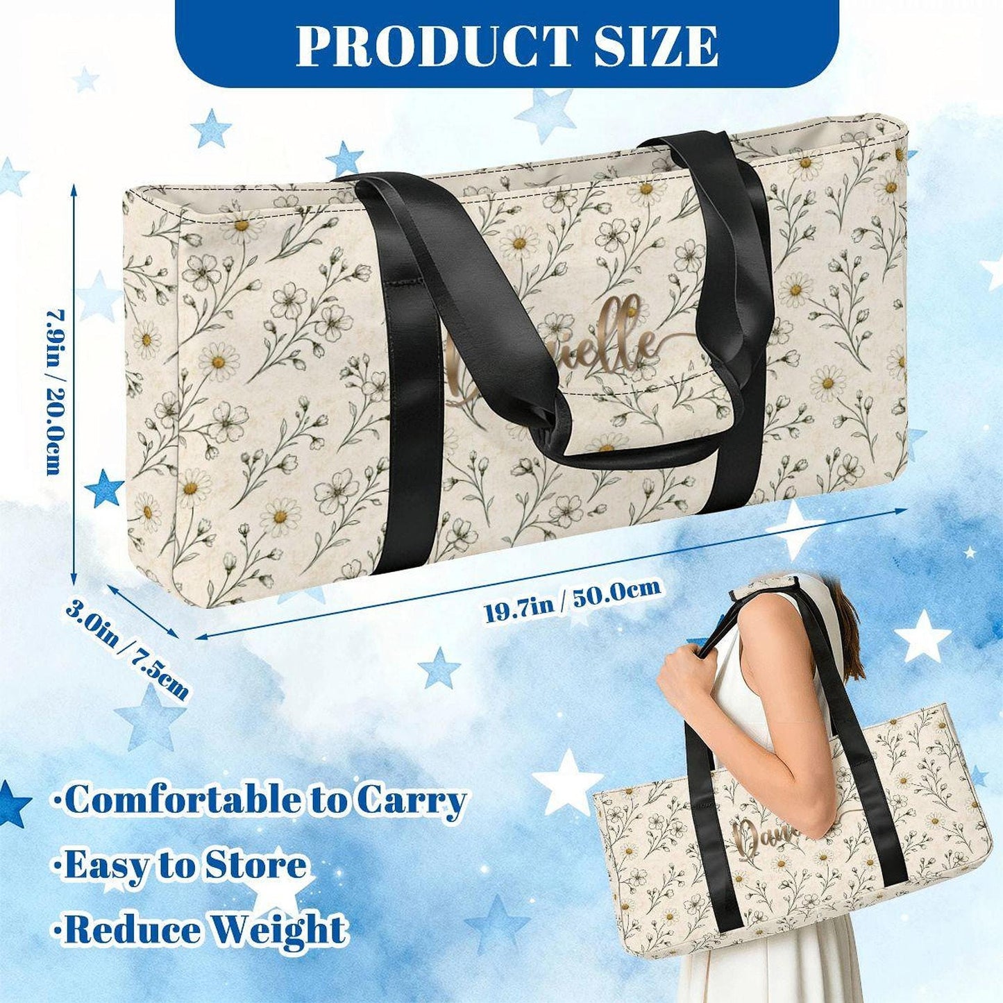 Custom Mahjong Bag Set, Personalized Floral Canvas Storage for Essentials