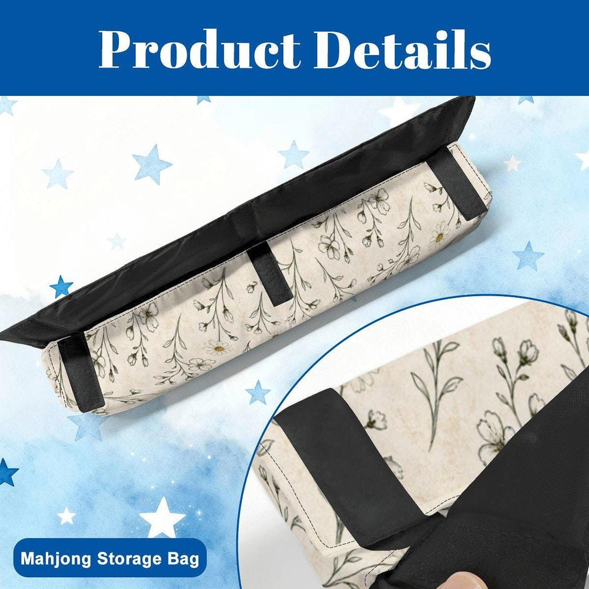 Custom Mahjong Bag Set, Personalized Floral Canvas Storage for Essentials