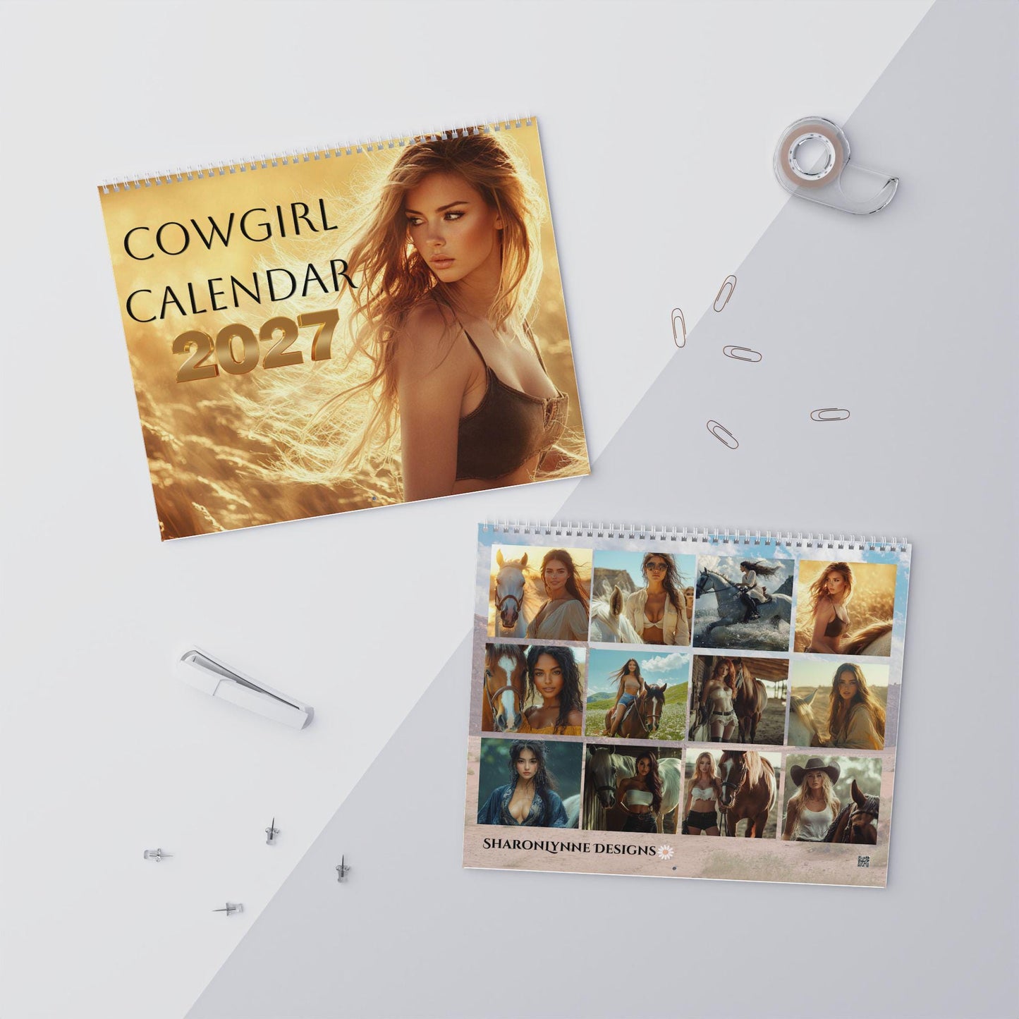 Cowgirl Calendar 2027, Scenic Horse Portraits with Writable Matte Grids