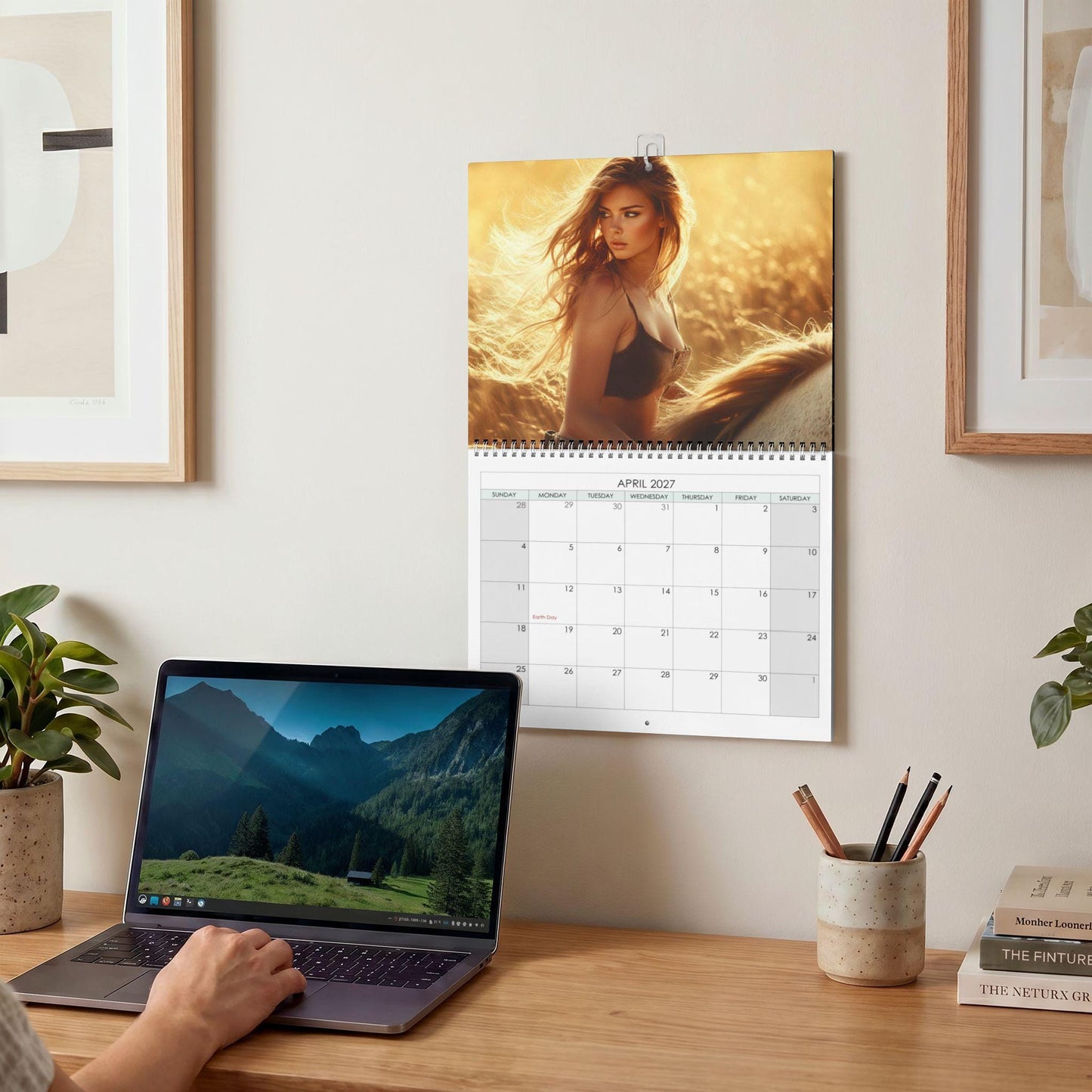Cowgirl Calendar 2027, Scenic Horse Portraits with Writable Matte Grids