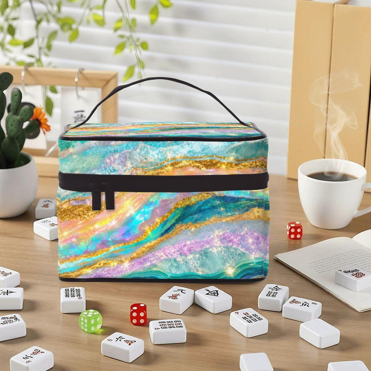 Colorful Portable Mahjong Bag, Travel Case with Durable Handle