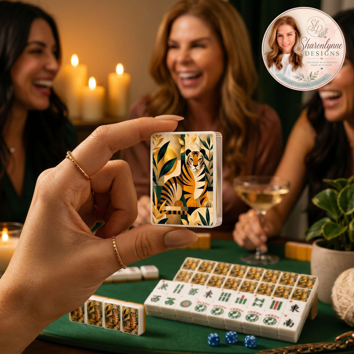 Tiger Mahjong Set | 166-Piece Acrylic Game Tiles with Jokers, UV Printed