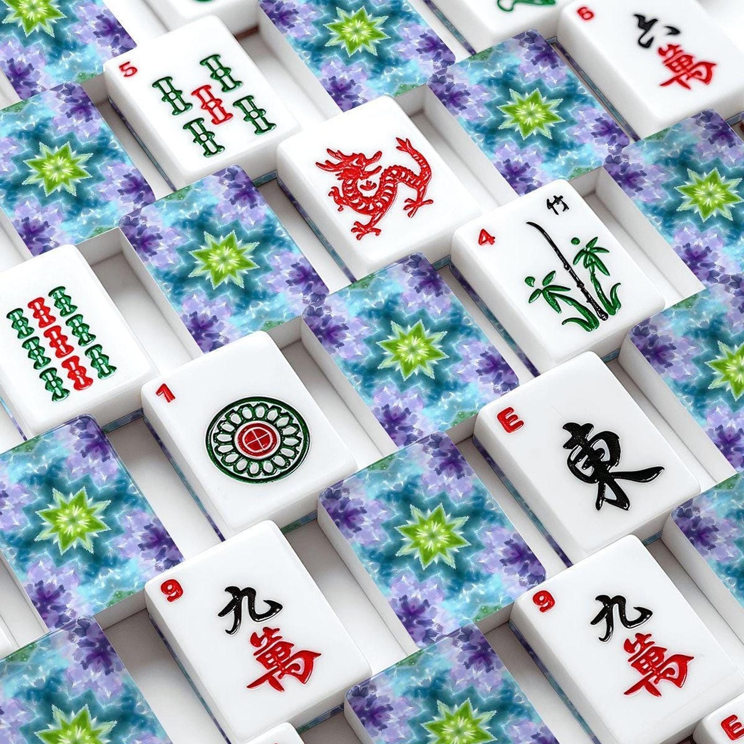 Tie Dye Mahjong Set - Colorful Acrylic Tiles for Traditional Gameplay