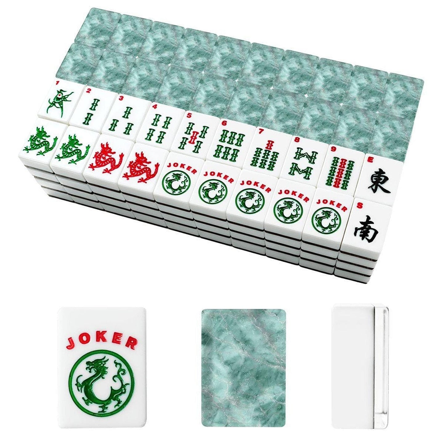 Mahjong Tile Set, Green Marble Acrylic American Game