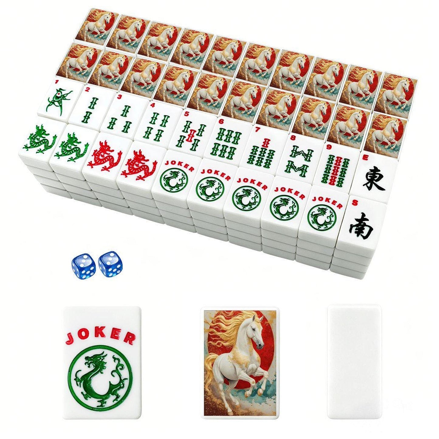 Horse Mahjong Set - Equestrian Themed Game Tiles for Fun Nights