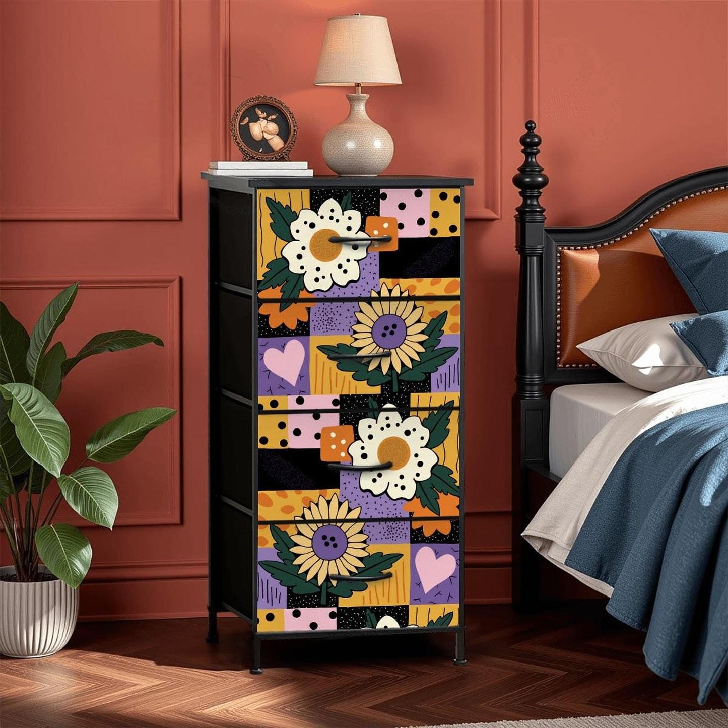 Modern Dresser with 4 Drawers - Artistic Storage Solution for Your Bedroom