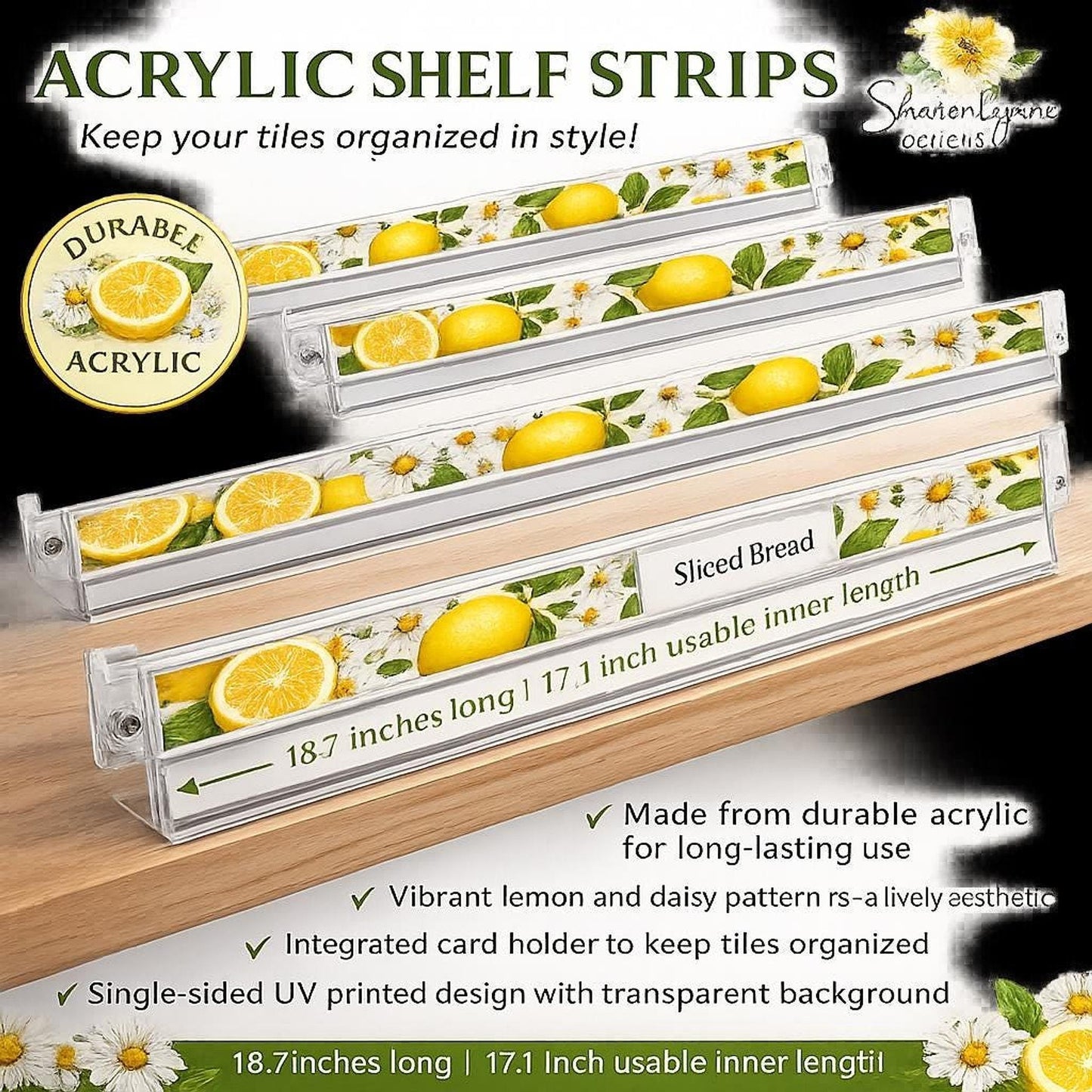 Lemon Mahjong Rack Set of 4, Acrylic Organizer with Daisy Pattern