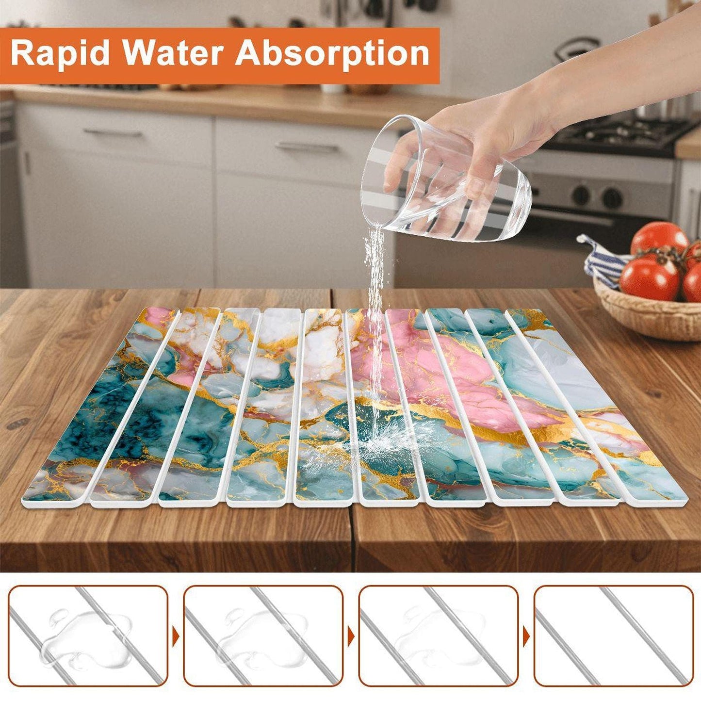 Marble Drying Mat, Diatomaceous Earth for Quick Water Absorption