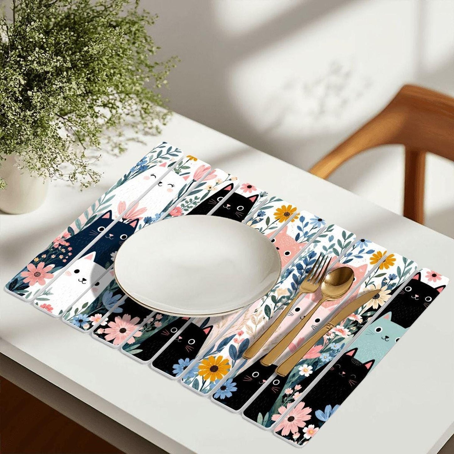 Floral Cat Mat, Diatomaceous Earth Drying Mat for Kitchen Decor
