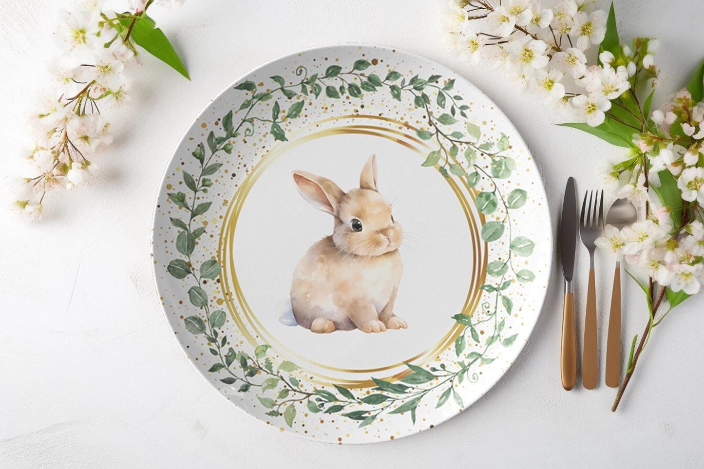 Easter Dinner Plate, Charming Bunny Design for Spring Table Setting