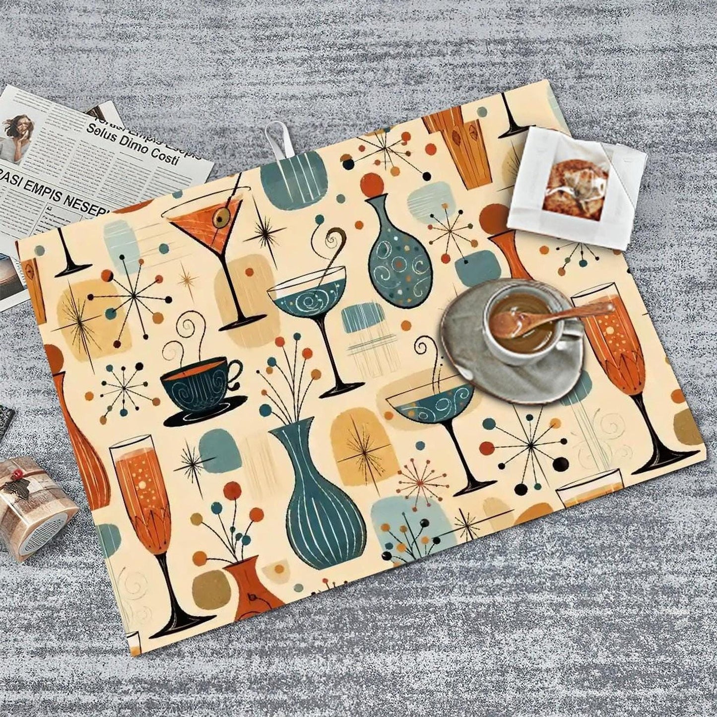 Retro Drying Mat - Large Absorbent Microfiber Dish Pad for Kitchen
