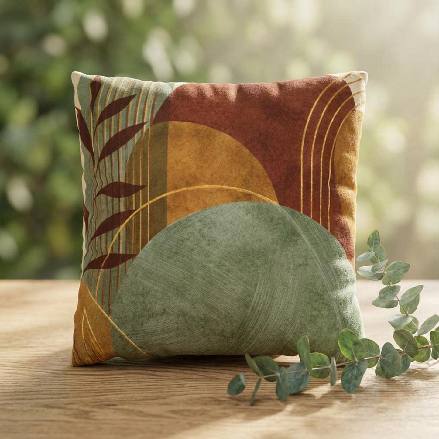 Earth Tone Decor Faux Suede Sunset Pillowcase, Double-Sided Square Cushion
