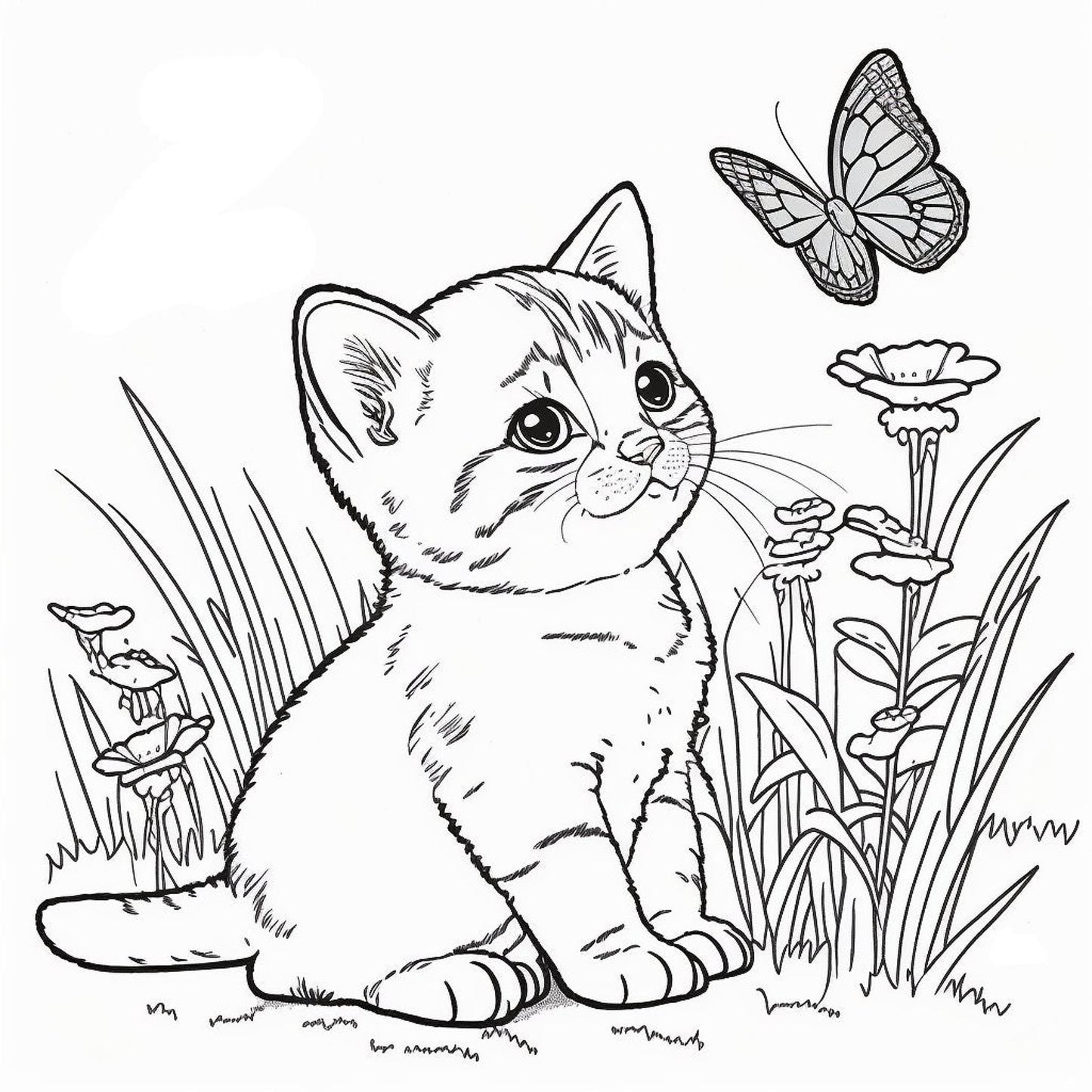 Kitten Coloring Pages, 20 Fun AI Generated Designs for Instant Download